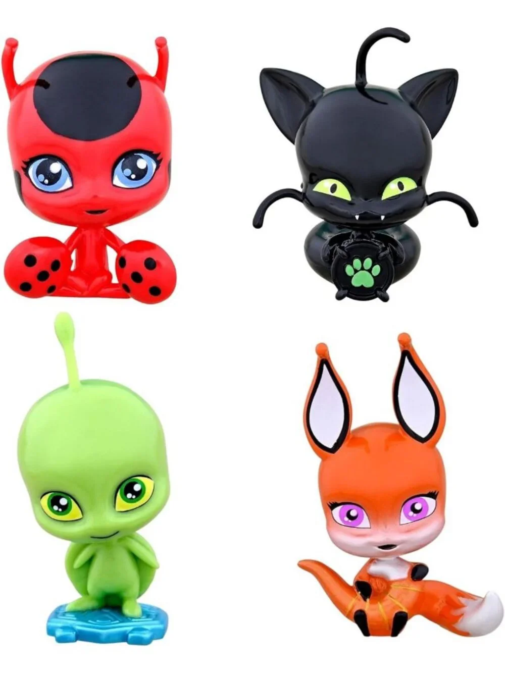 Magical Kwami Surprise Figurines Set - 4 Glittering Collectible Toys for Display